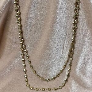 Gold Hearts-long necklace, belly chain, or double.